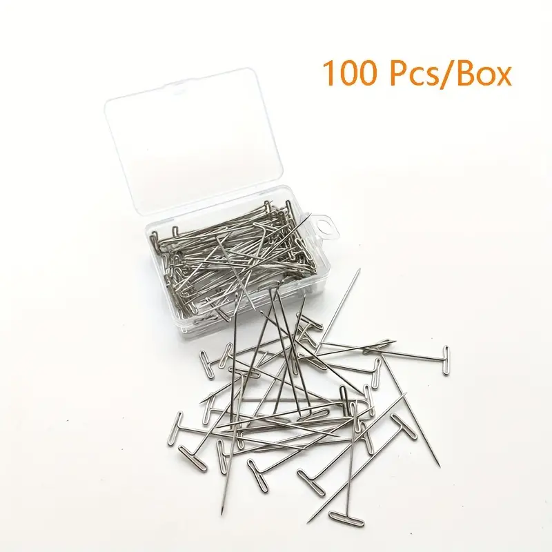100pcs Long T Pins Silvery Wig Pins For Wigs Making Display On Mannequin  Canvas Head 27/53mm T Pins Needle Salon Styling Tools, Shop On Temu And  Start Saving