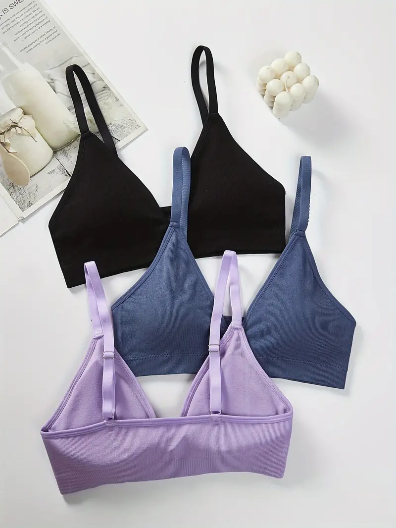 Simple Solid Wireless Bras Comfy Breathable Plunge Bra - Temu