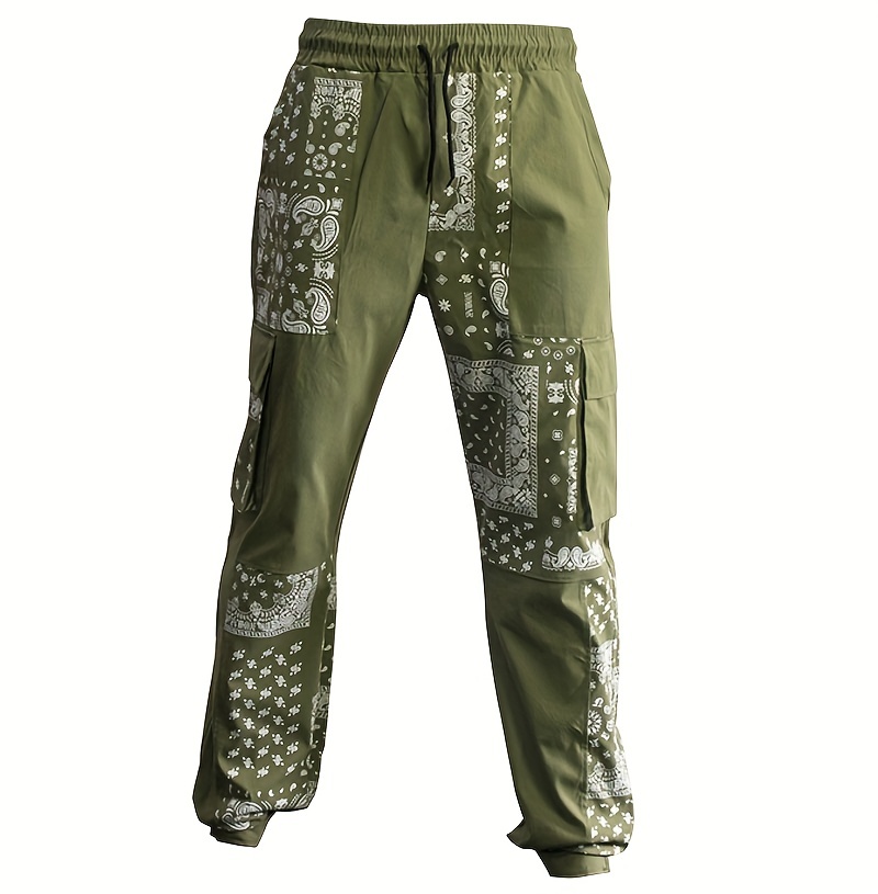 Trendy Bandana Pattern Color Block Cargo Pants Men's Multi - Temu