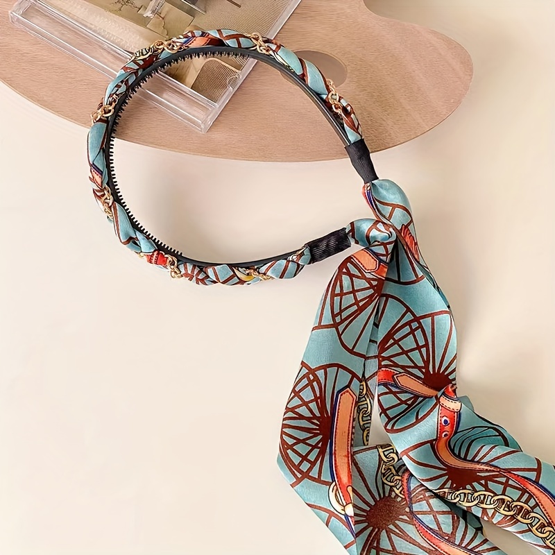 Vintage Long Ribbon Headband Satin Silk Hairband