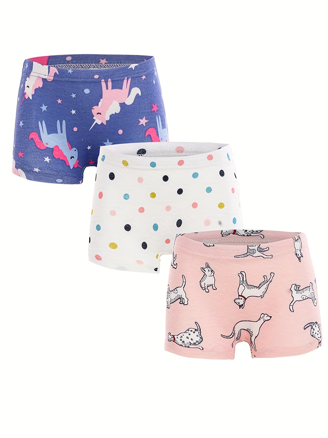 balabala Toddler Girls Underwear Boxers Shorts Elastic Breathable  Antibacterial Cute Three Packs Underwear