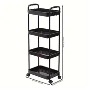 1pc 4 layer trolley storage rack with pulley kitchen bathroom shelf floor multi layer removable storage rack bedroom snack storage rack details 11