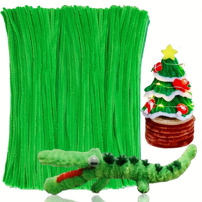 Menkey 100pcs Green Pipe Cleaners Chenille Stem for DIY Crafts,Arts,Wedding,Home,Party,Holiday Decoration 6 mm x 12 inch