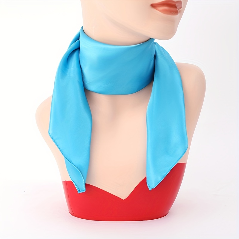 Solid Satin Square Scarf Classic Silk Neckerchief Casual Bandana