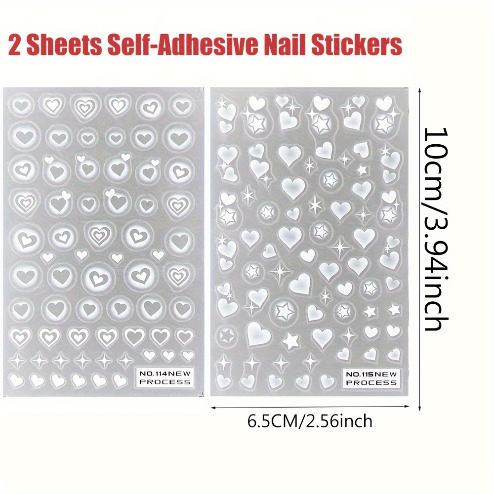 Valentine's Day Nail Stickers 3d Self Adhesive Heart Design - Temu