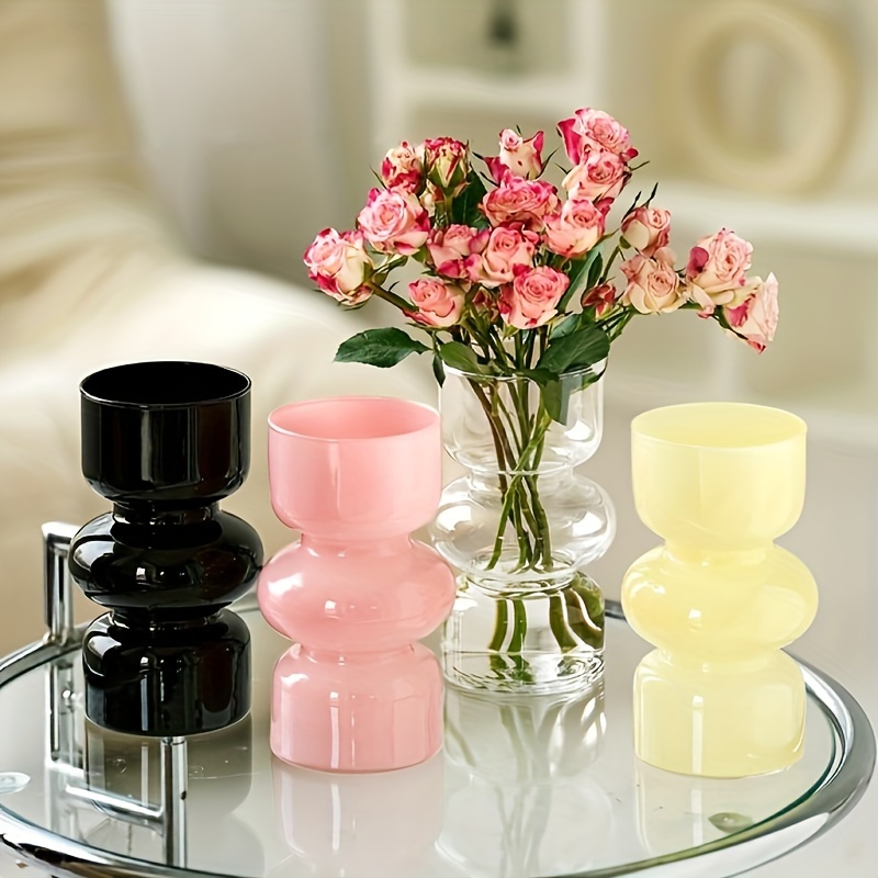 50PCS Mini Glass Gems,Pink Mancala Stones Flat Bottom Marble Beads for Home  Decorative Art Craft Vase Filler(0.5~0.7)