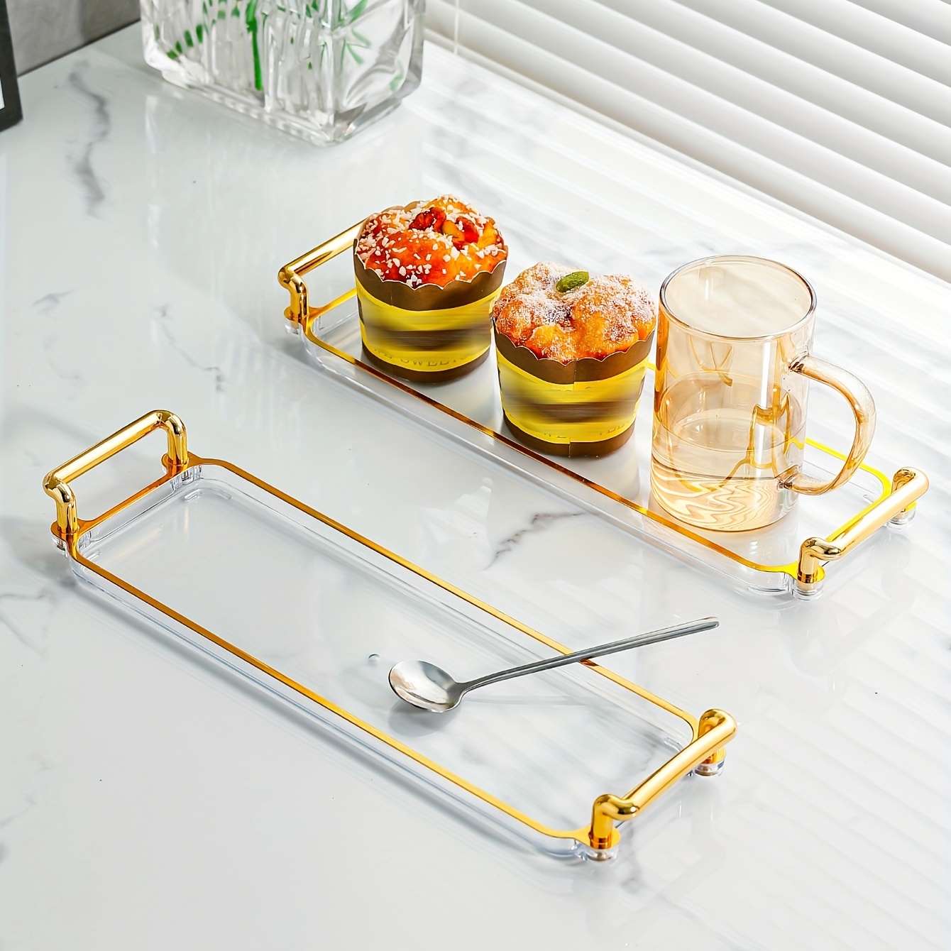 Golden serving tray - with acrylic lid