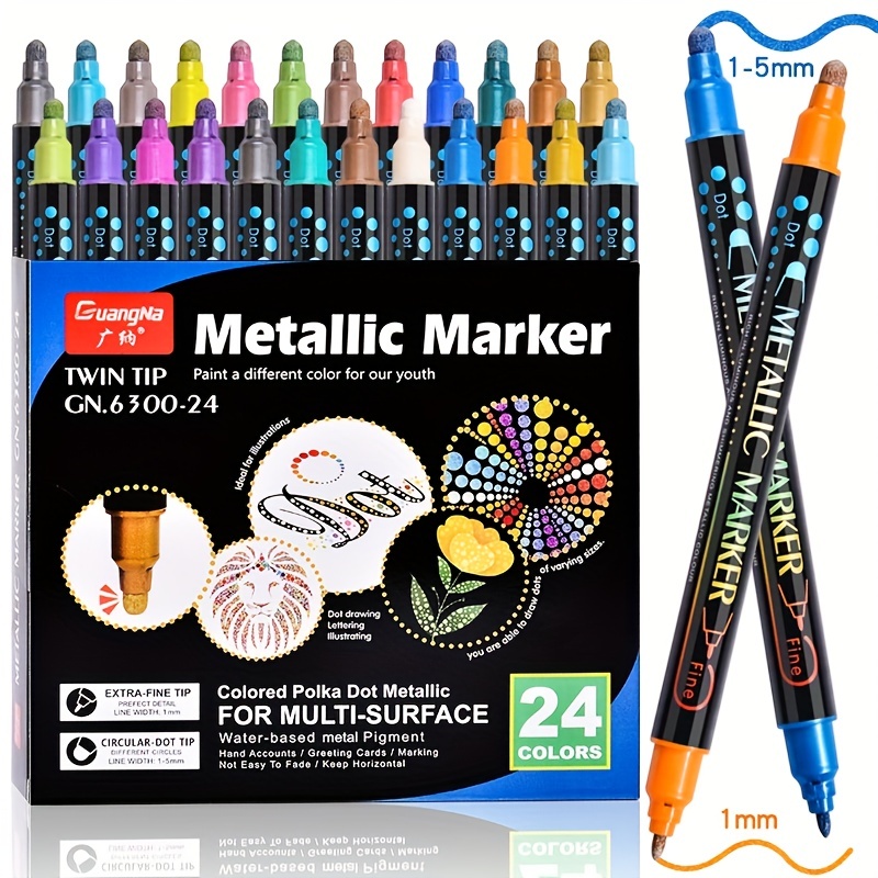 12 Pcs Metallic Marker Pens Self Outline Markers for Coloring Drawing Art  Crafts