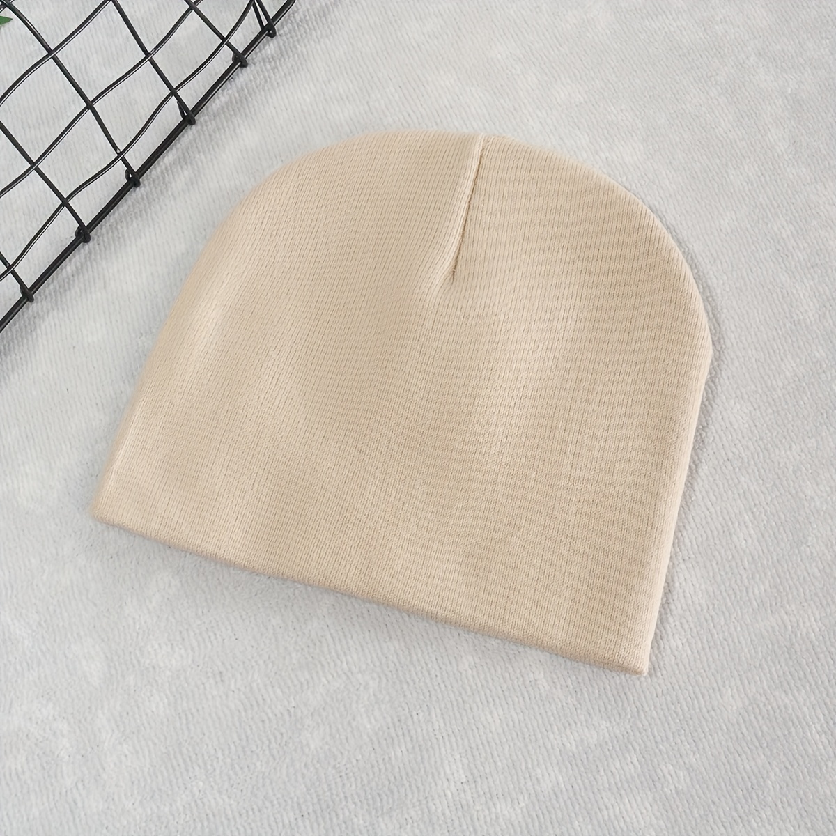 Light Beige Logo Wool Beanie - Hats & Beanies for Men