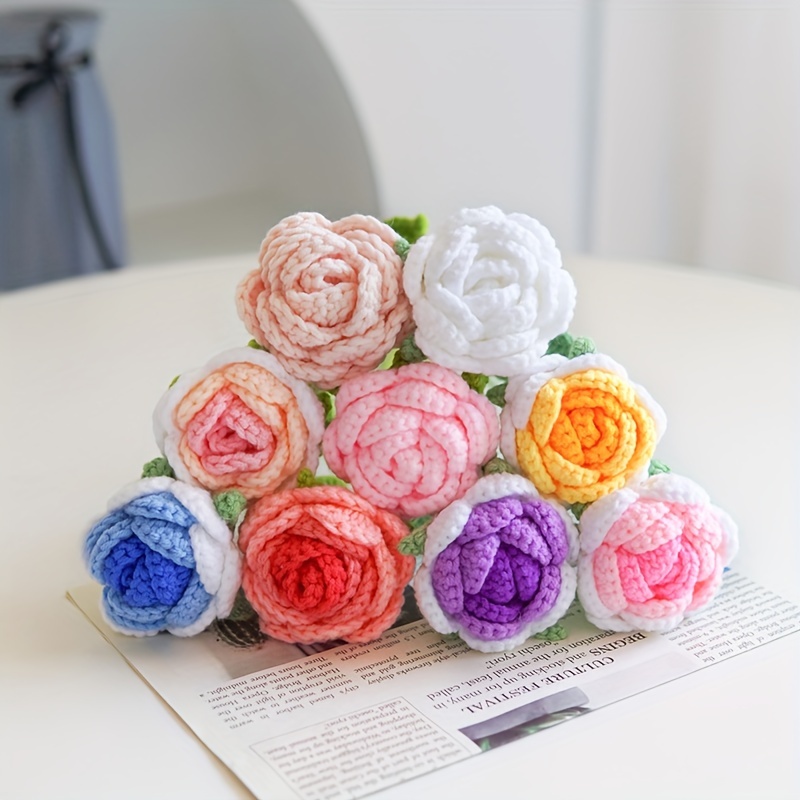 Crochet light pink series rose flower bouquet available now