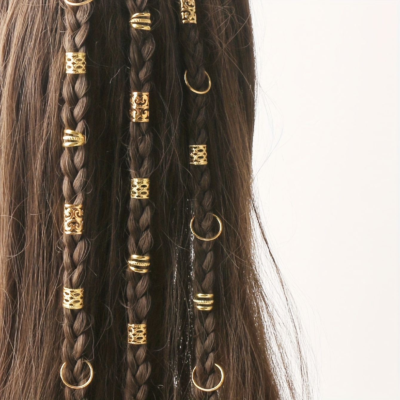 2-50pcs/set Gold Silver Hair Rings Dreadlock Hollow Beads Retro