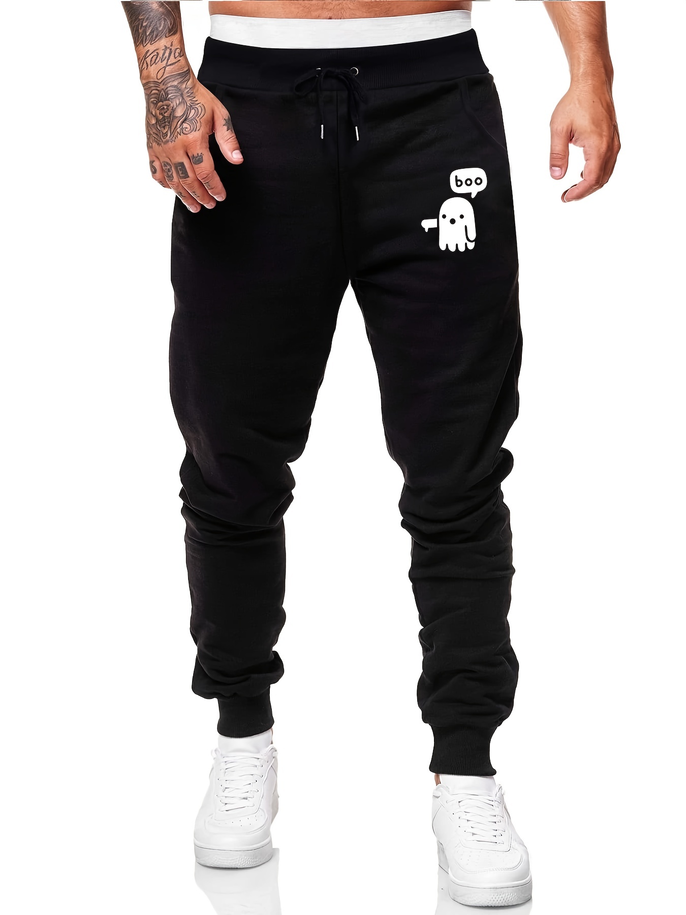 Cartoon Ghost Warm Sweatpants Men's Jogger Pants