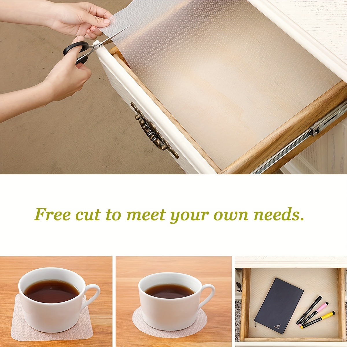 Shelf Liners, Non-Adhesive Drawer Mats, Cupboard Pad, Kitchen Cabinet  Lining Fridge Cushion for Home Office 