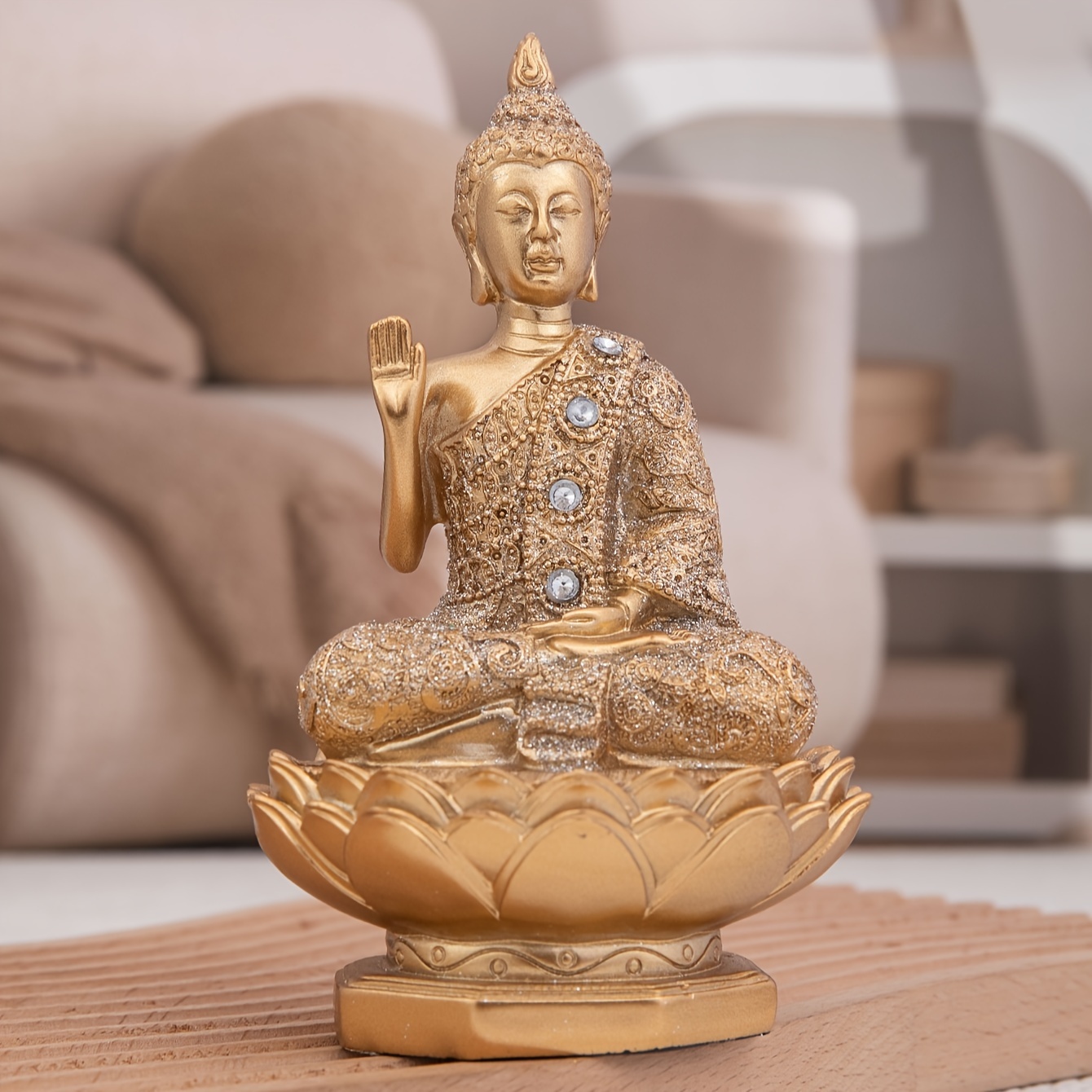 1pc Estatua Buda Sentado En Loto Adornos Decorativos Buda - Temu