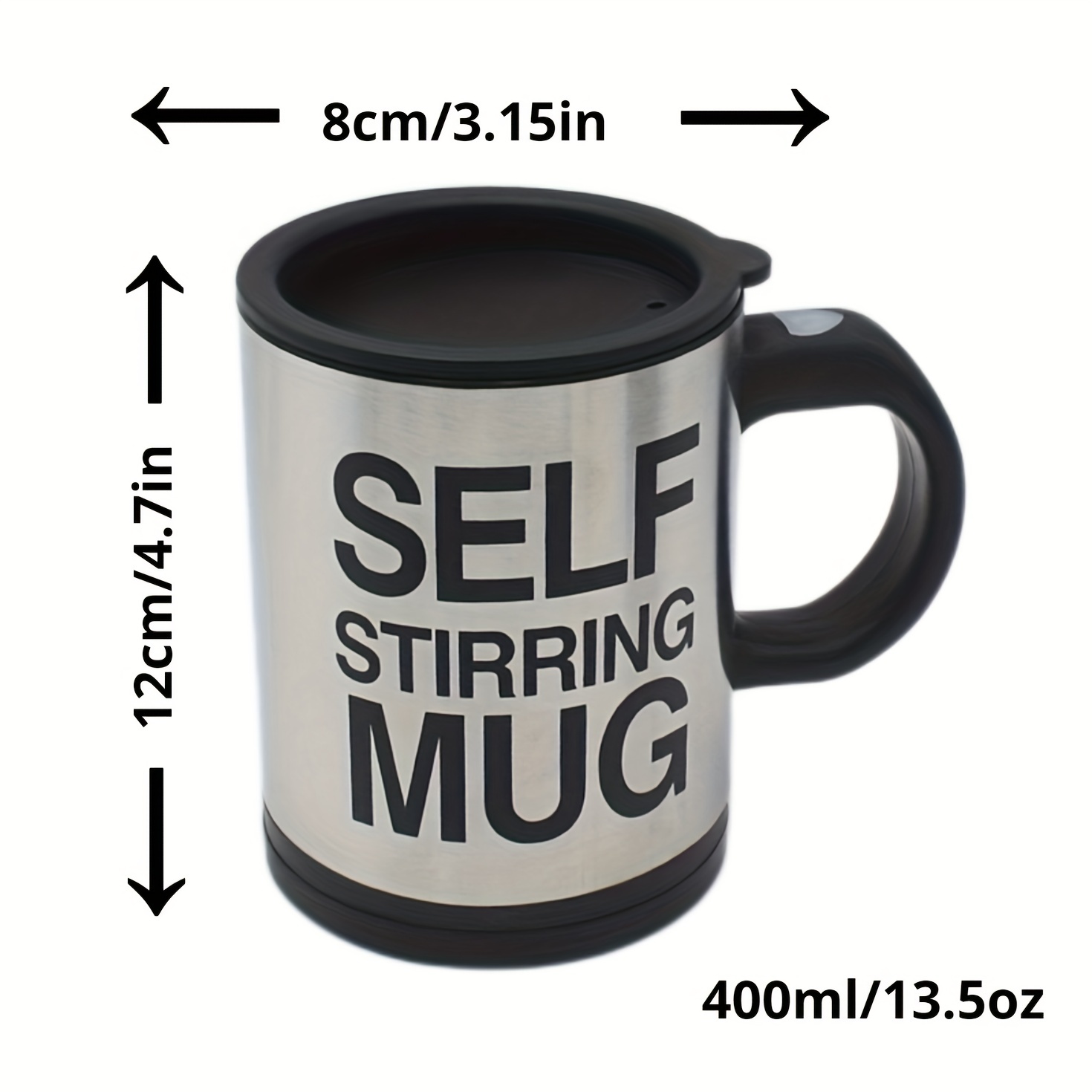 1pc 400ml Stainless Steel Self-stirring Mug With Lid, Automatic