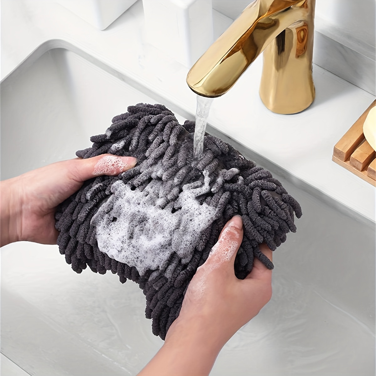Microfiber Dish Washing with Hanging Loop Kitchen Hand Towel