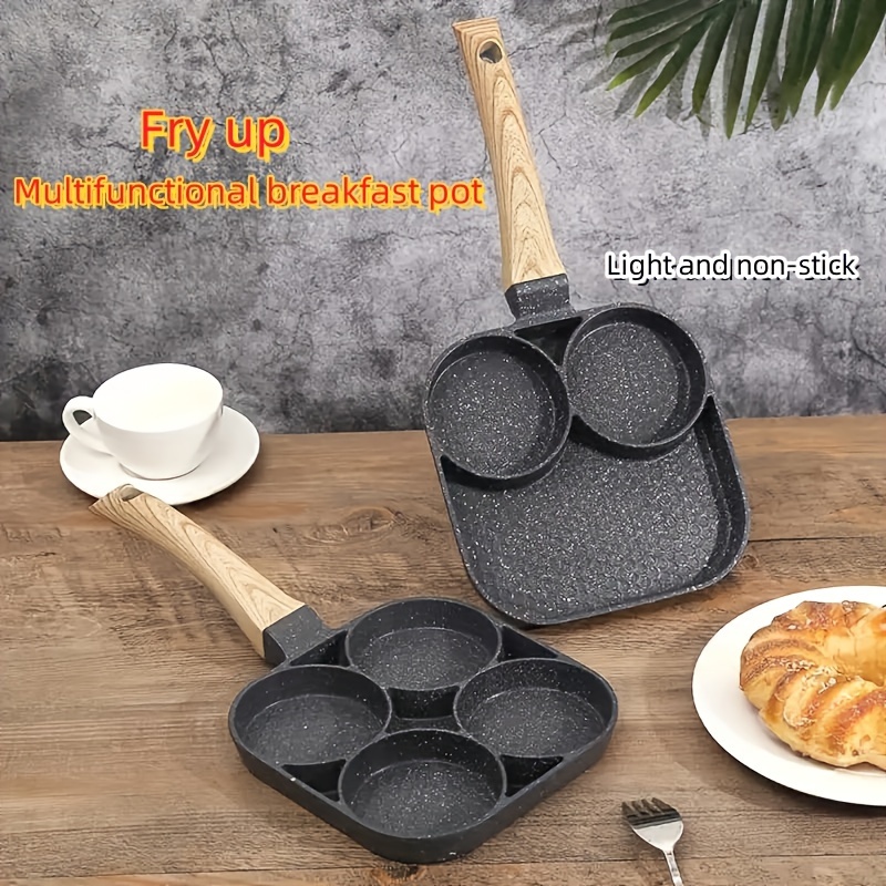 Non stick 4-cups cast iron egg frying pan with wooden handle China
