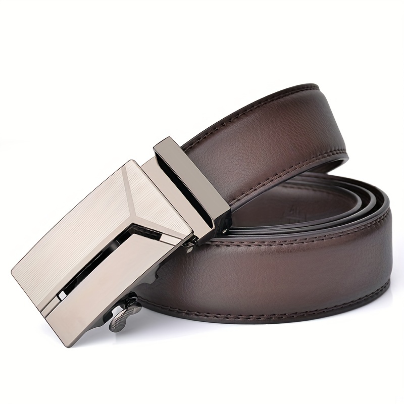 Y Letter Style Auto Buckle Men's Business Casual Leather Belt