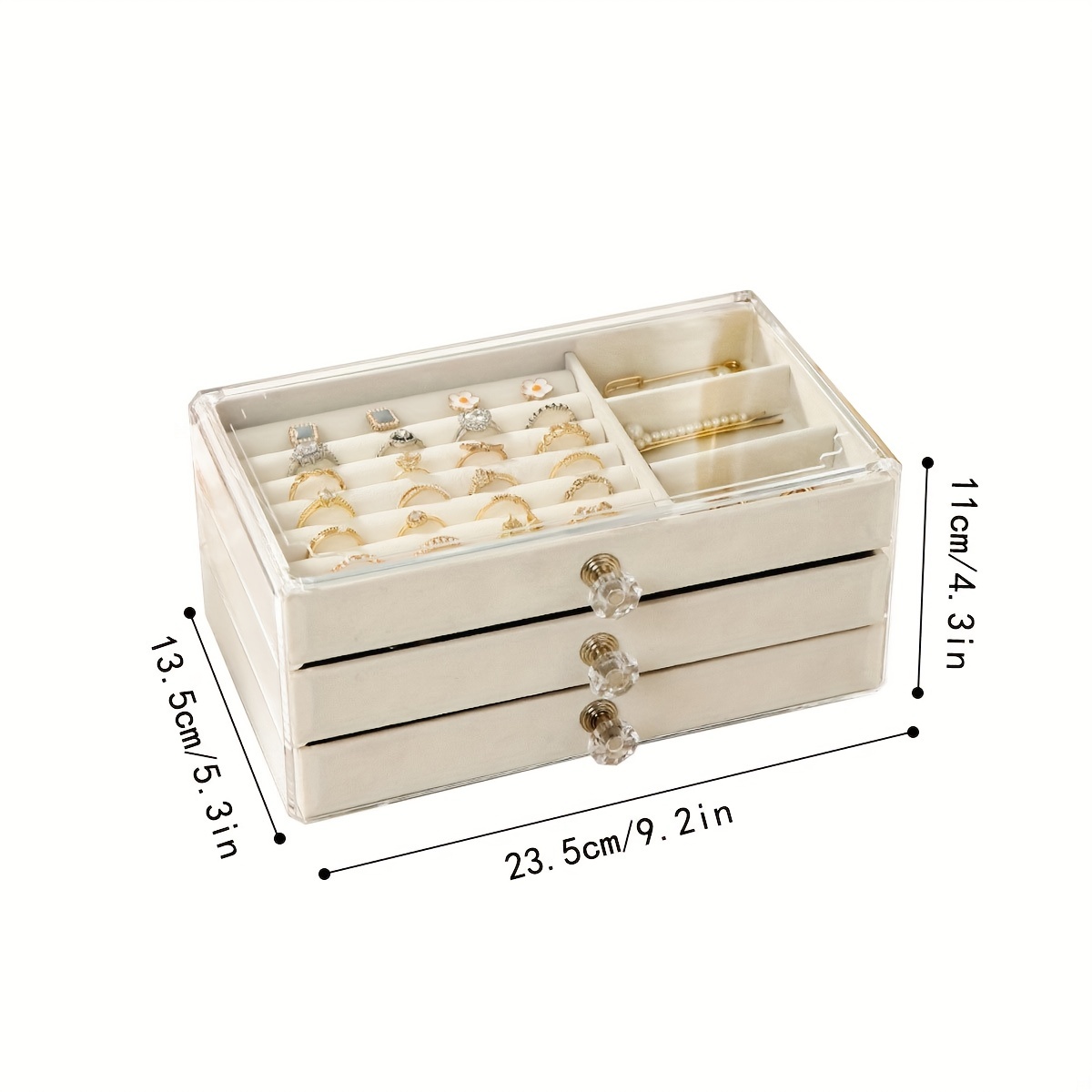 3 layer Large Capacity Jewelry Storage Display Drawer Box - Temu