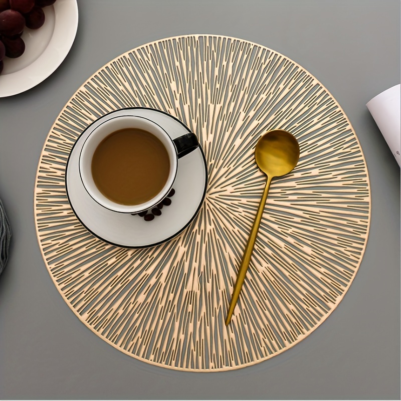 

6pcs Fireworks Bronzing Pvc Placemats, Hollow Out Washable Reusable Multi-purpose Anti-fouling Table Mats, Heat Insulation Pads, Tabletop Protection, Home Kitchen Dining Table Decor