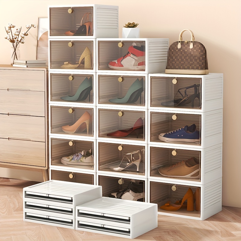  HOMIDEC Shoe Organizer, 12 Pack Shoe Storage Box, Clear  Plastic Stackable Shoe Box, Sneaker Box, Shoe Organizer For Closet Under  Bed Entryway