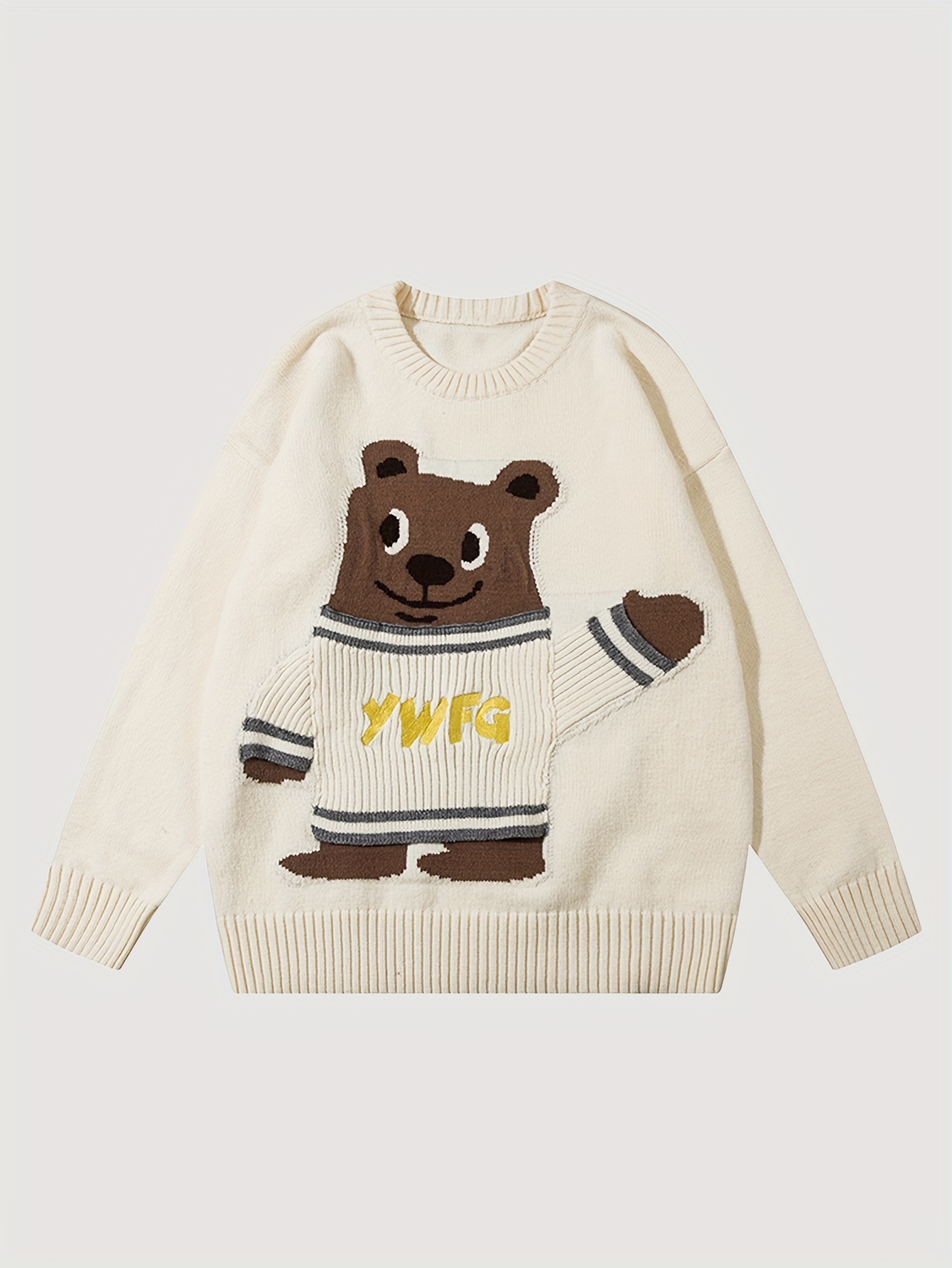 Music Bear Sweatshirt With Polar Fleece Stitch Sleeve, Men's Casual Graphic  Design Slightly Stretch Crew Neck Pullover Sweatshirt For Spring Fall -  Temu Romania