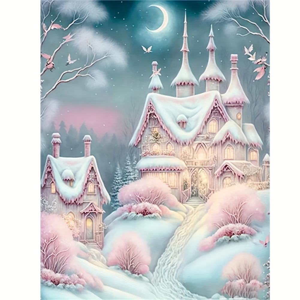 Christmas Diamond Painting Kits For Adults Winter House Diy - Temu