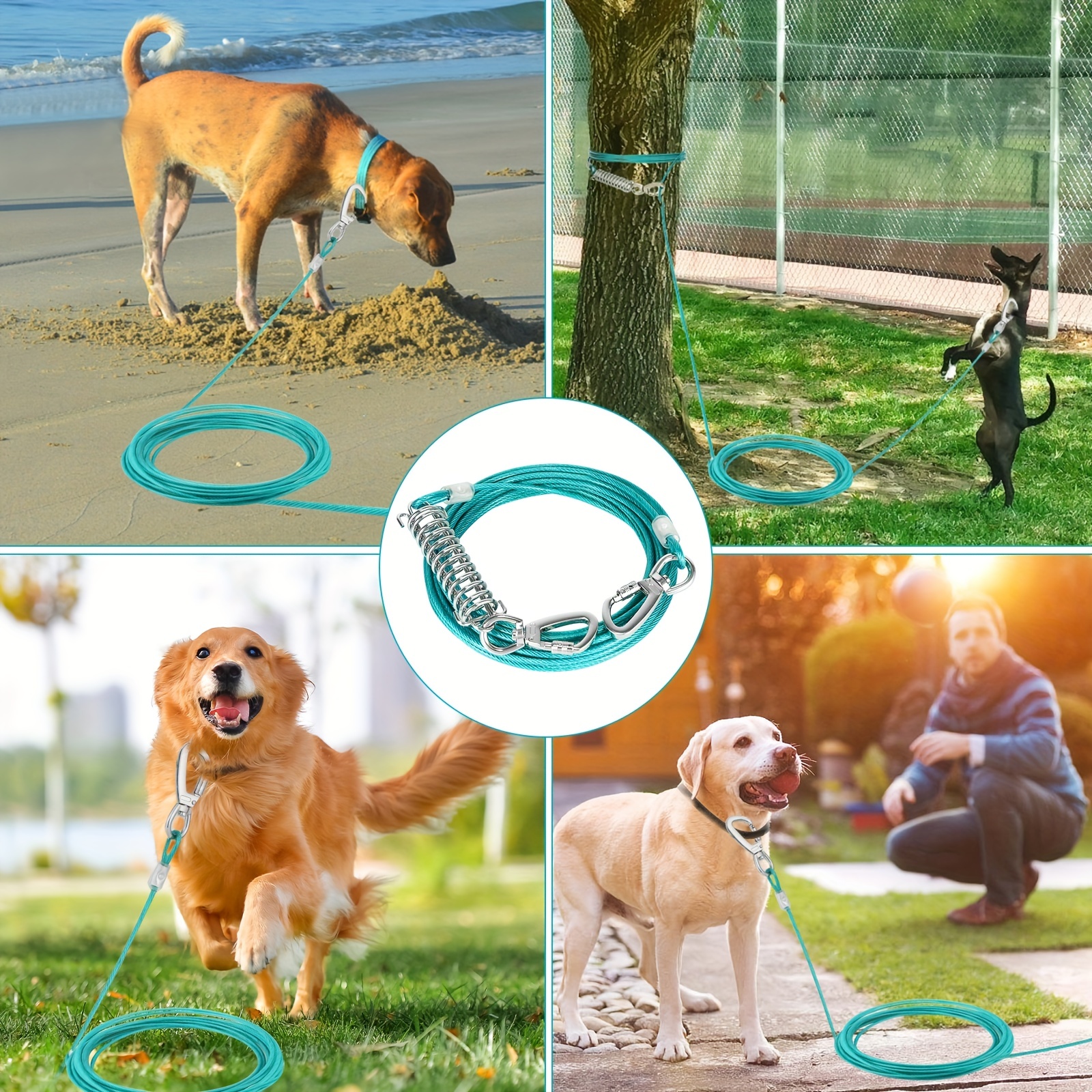 Heavy Duty Dog Tie Out Cable 100FT for Large Dogs Up To 120lbs