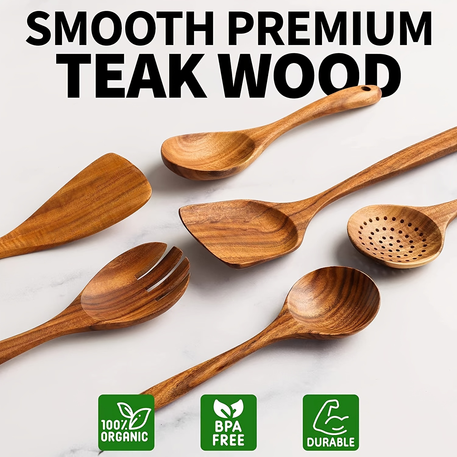 Durable Wooden Cooking Utensils Set Non scratch Teak Spoons - Temu