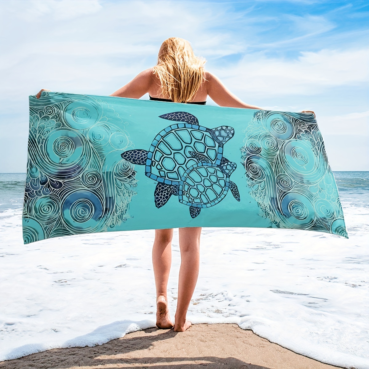 1 Pc Sea Turtle Print Beach Towel 59 X29 Microfiber Quick Drying Beach ...