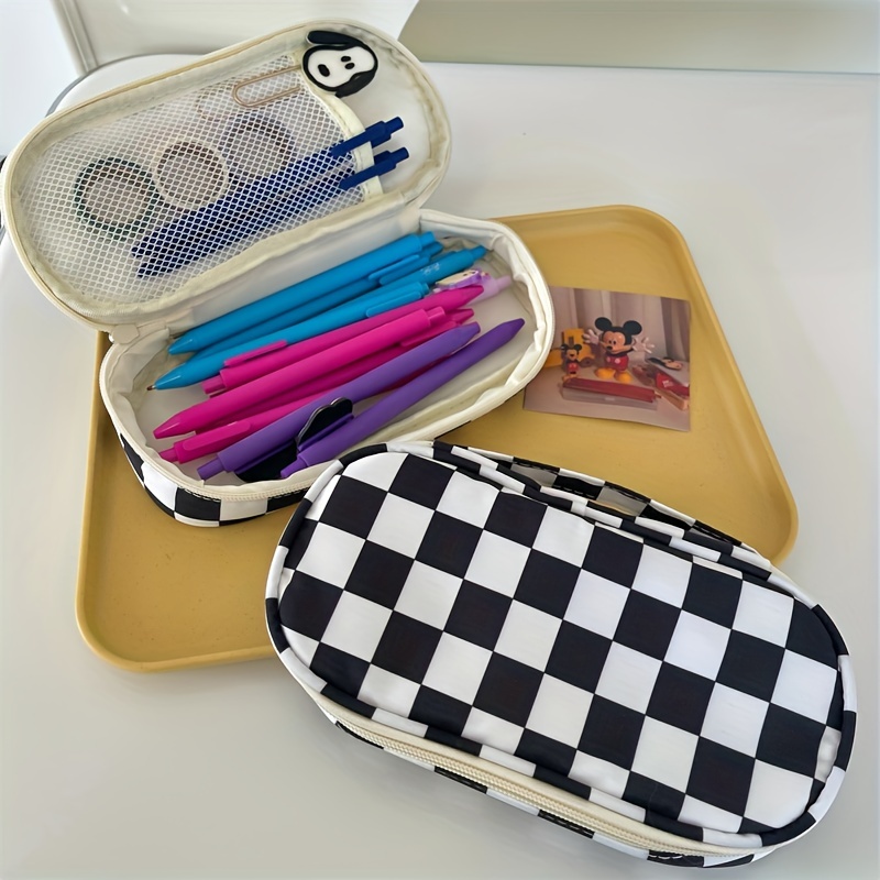 

Large Capacity Black&white Checkerboard Pencil Case Student Portable Pen Bag Eid Al-adha Mubarak