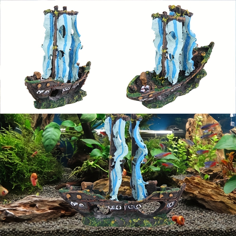 1pc Fish Tank Landscaping Shipwreck Decoration Broken Ship Decor