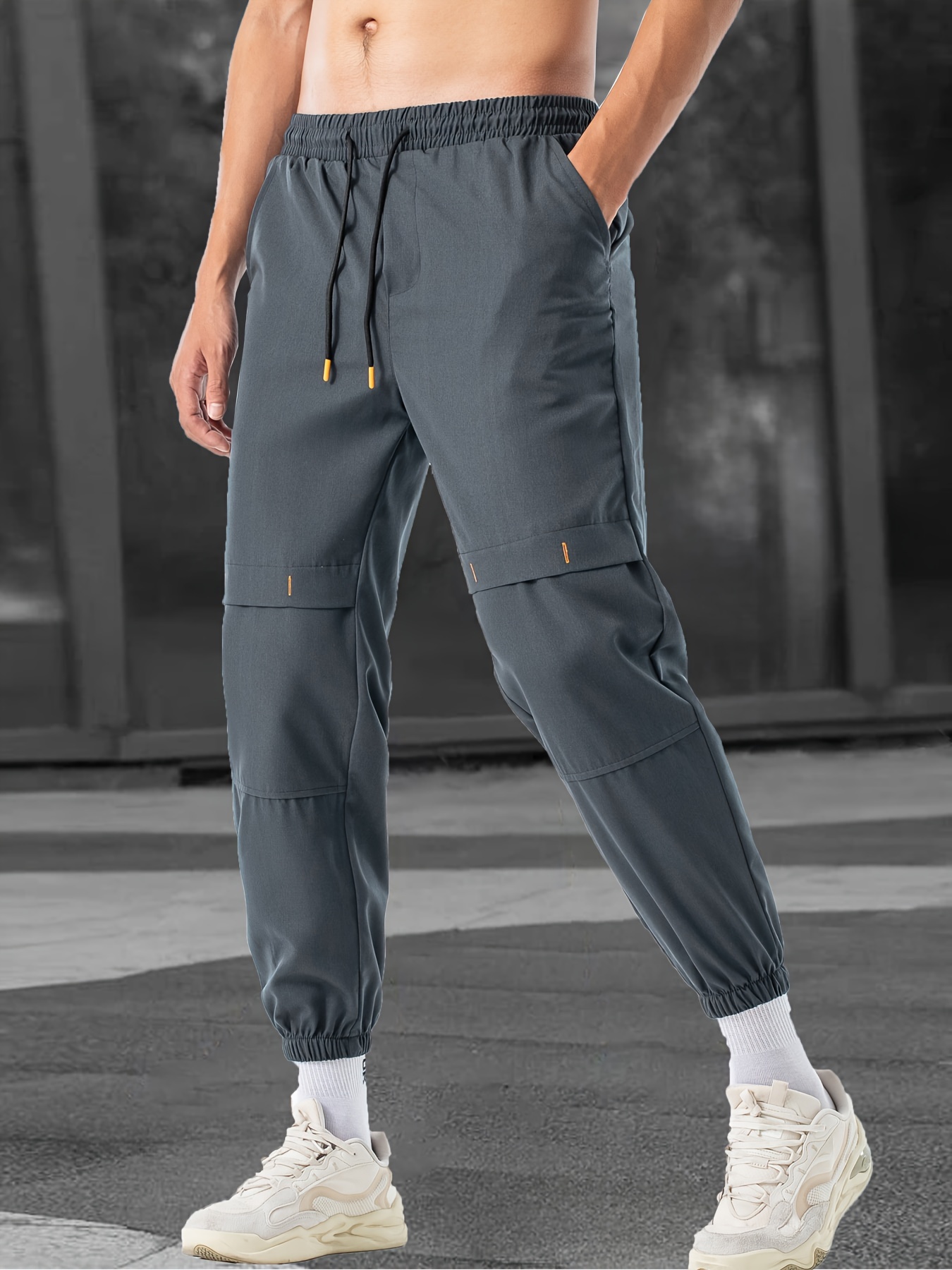 Men's Fashion Solid Cargo Pants Casual Elastic Waist - Temu United
