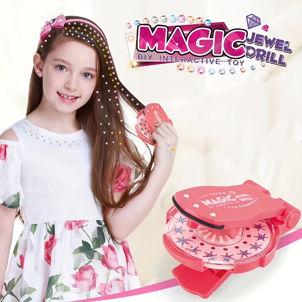 Girls Hair Gems Kit Kids Princess Makeup Toys Set Rhinestone Hair Machine  DIY Crystal Stickers Hair Decoration for Girl Toy Gift