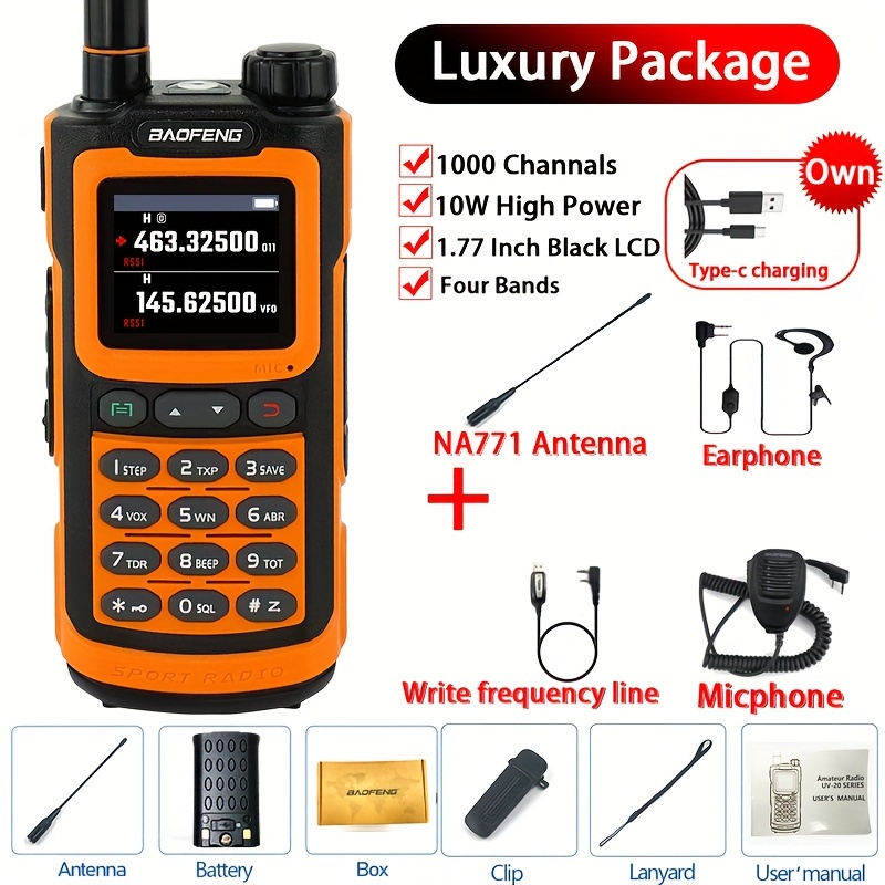 Baofeng UV-25 10W Tri Band Power Walkie Talkie Long Range Type-C Two Way  Radio