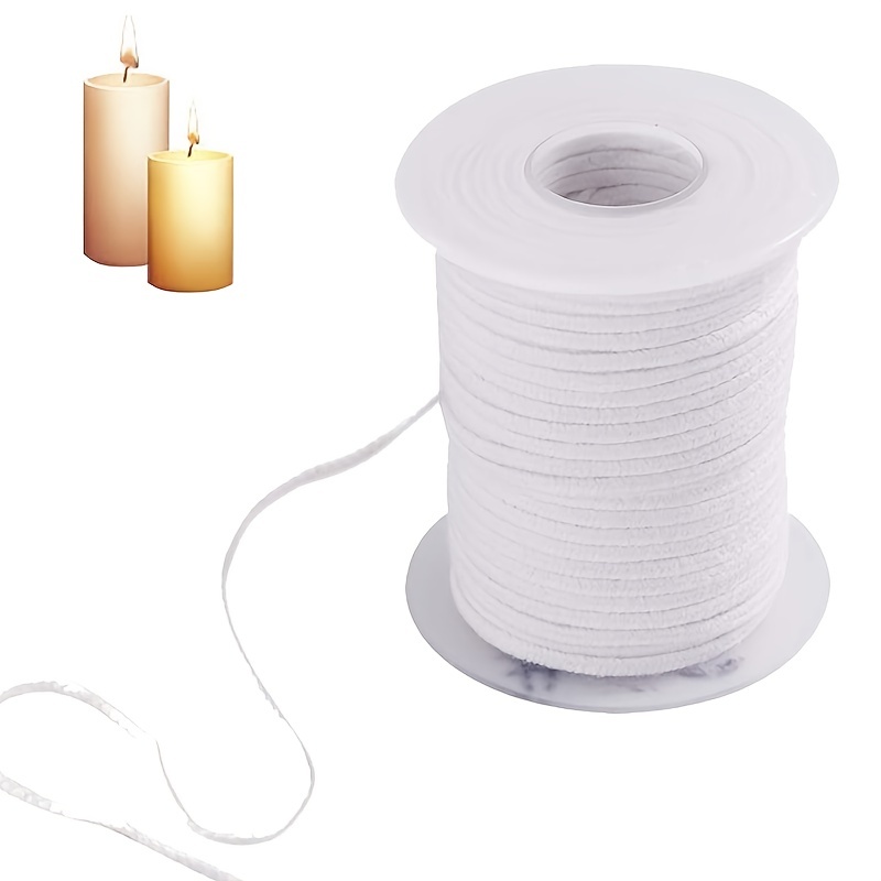 200 Feet Candle Wicks Roll, 24 PLYBraided Candle Wicks Natural Cotton Candle Wick Core Spool and 100 Pcs Metal Candle Wick Sustainer Tabs for Candle