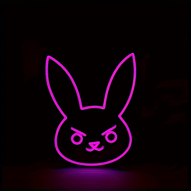 1pc bad rabbit neon sign light rabbit shaped light animal creative light room neon decorative light wall decoration home bedroom club kawaii anime decorative lighting gift