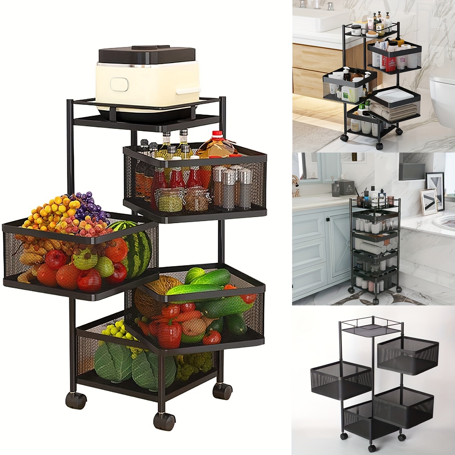 Rotating Multi-Layer Kitchen Storage Shelf,Fruit Vegetable Storage