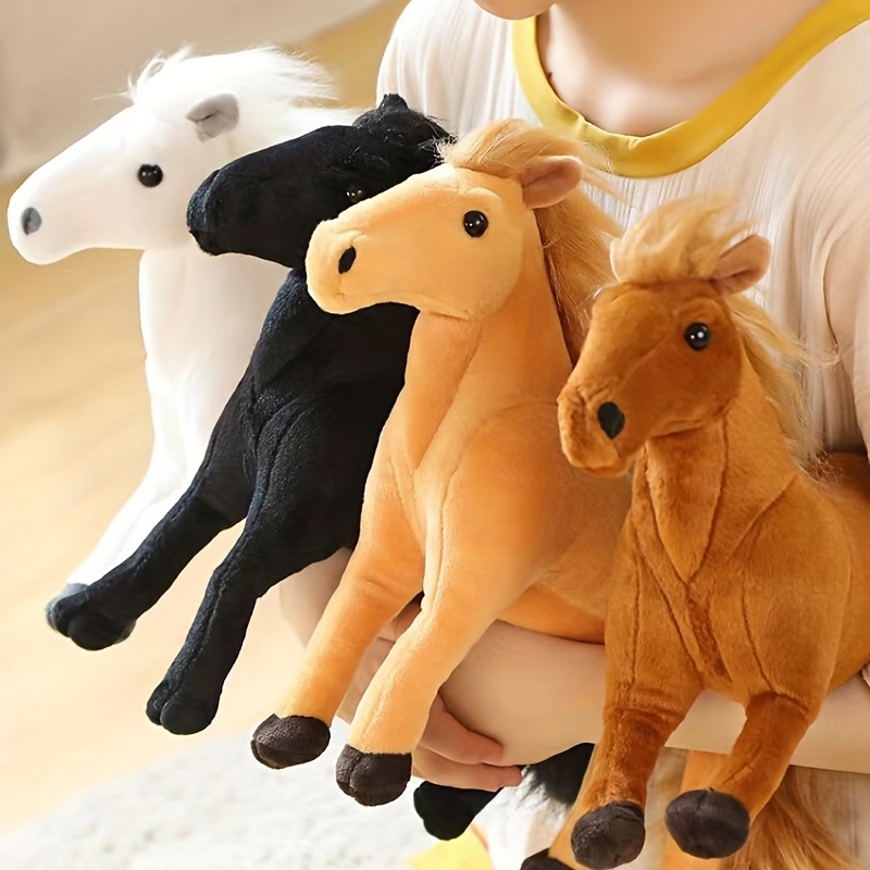 1 pièce jouet en peluche poney en peluche réaliste, poupée animale mignonne  pour la décoration de la chambre à coucher, compagnon de sommeil, cadeau