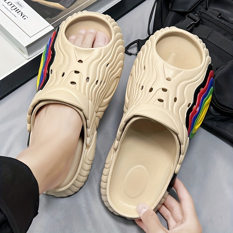 Men's Rainbow Stitching Print Summer Home Slippers