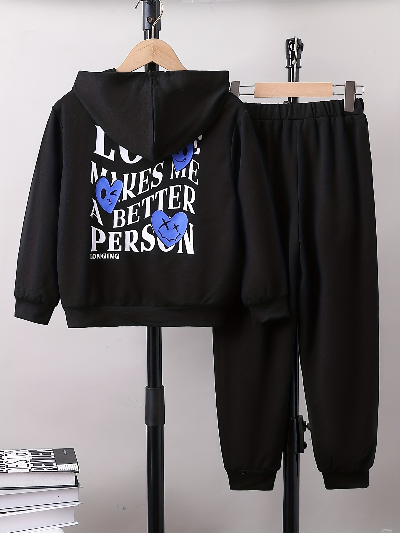 Boy's Trendy Outfit, Hoodie & Sweatpants Set, Love Makes Me A Better Person  Print Kid's Clothes For Spring Fall - Temu Spain
