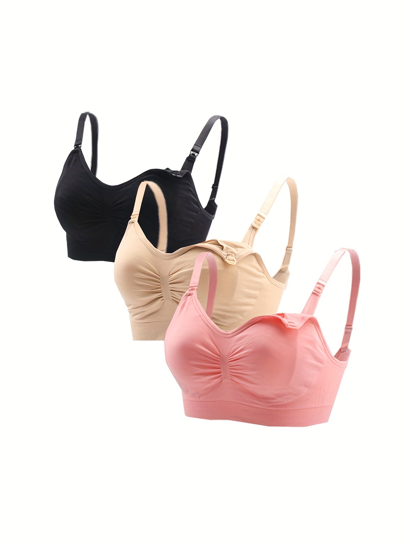 3pcs Women's Elastic Front Button Lingerie Postpartum Feeding Bras