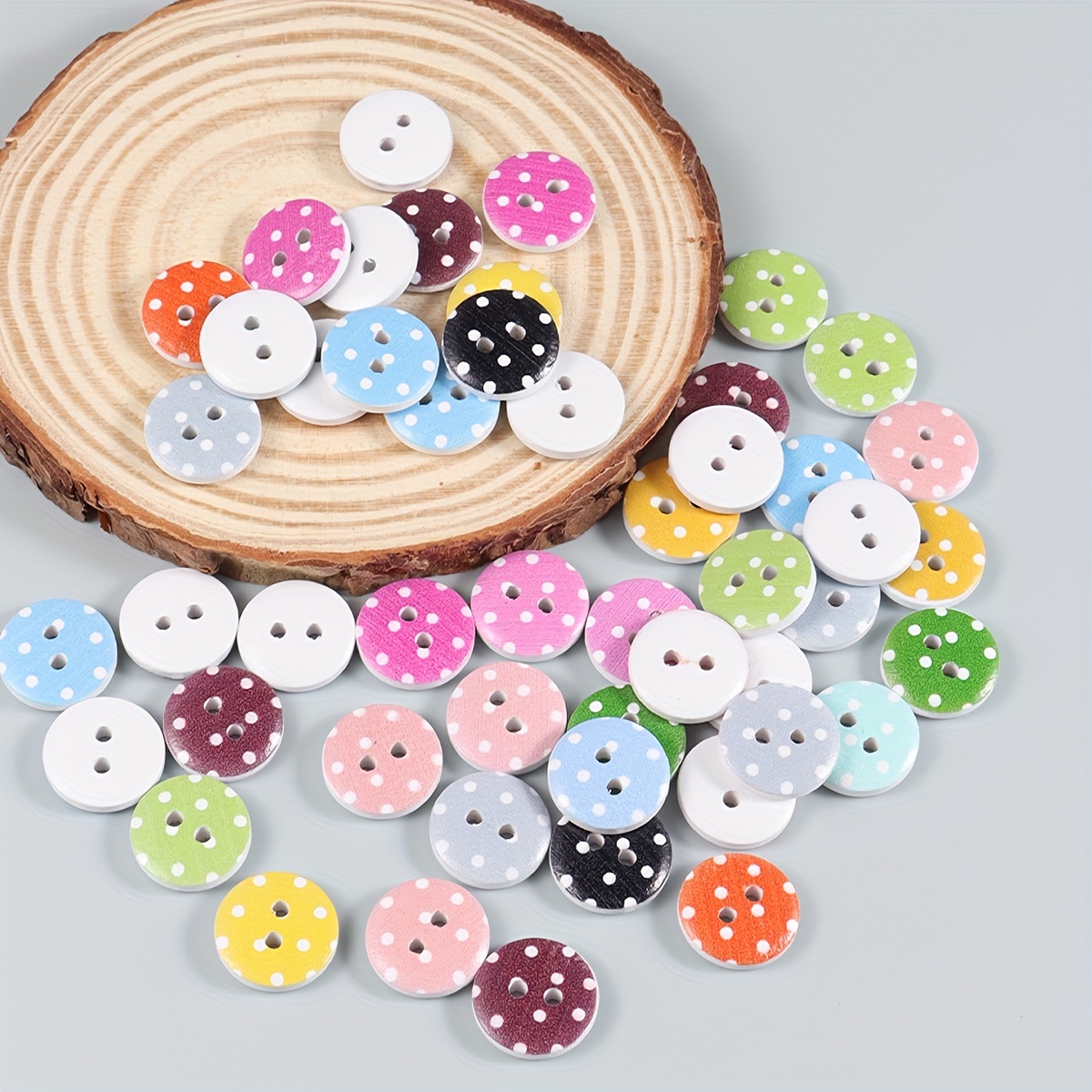 Mixed Wooden Buttons Dot Pattern 2 Holes Perfect For - Temu