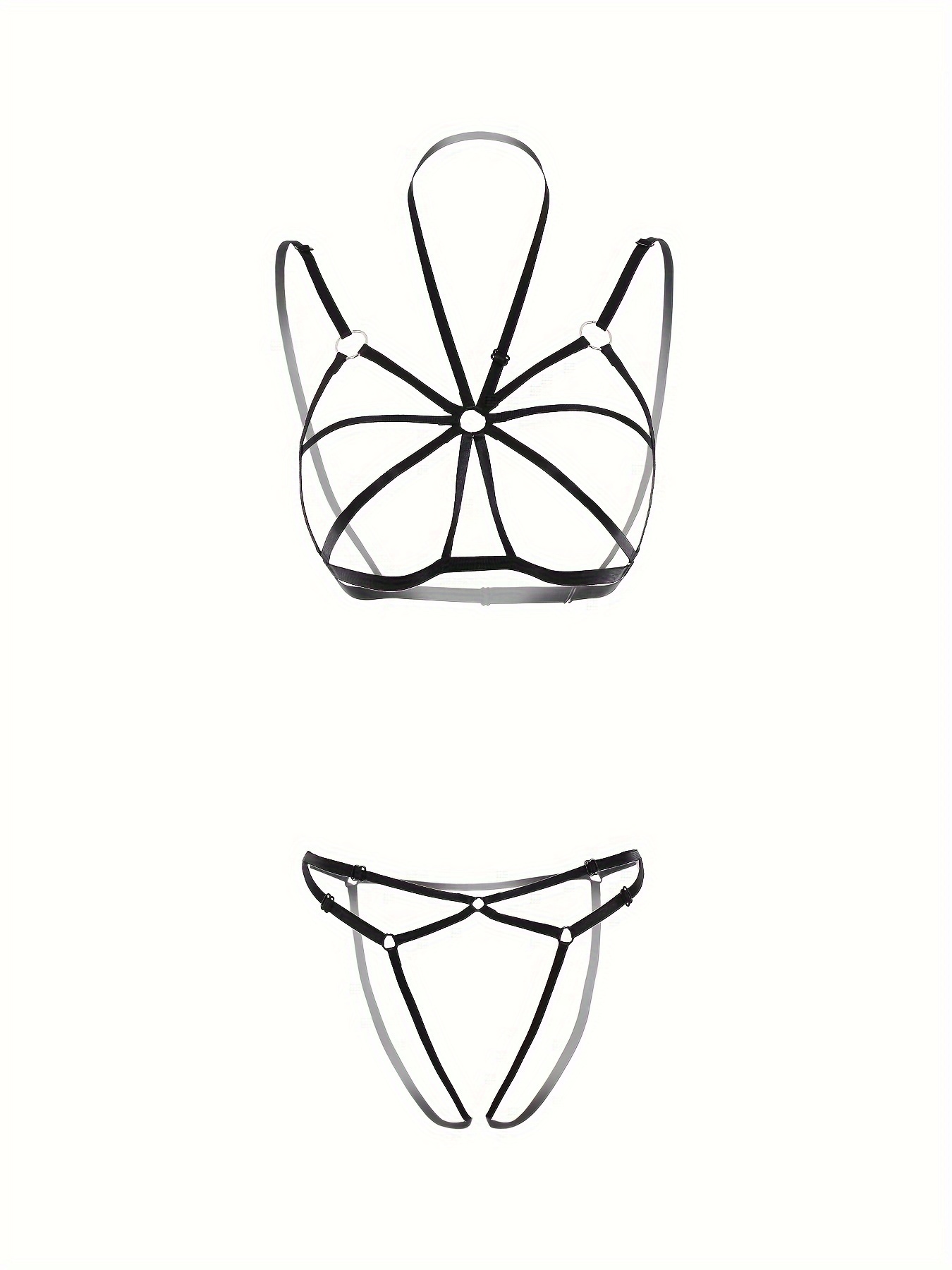 Erotic Strappy Lingerie Set Cut Halter Bra Open Crotch - Temu