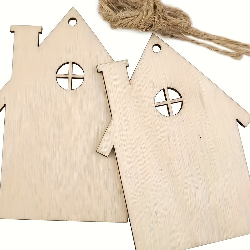 Diy Wooden House Shapes Perfect For Painting Decorating And - Temu