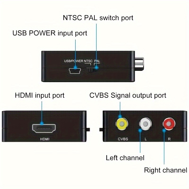 HDMI to RCA, HDMI to RCA Converter 1080P HDMI to 3RCA CVBs Composite Video  Audio Converter Adapter Supports PAL/NTSC for TV Stick, Roku, Chromecast