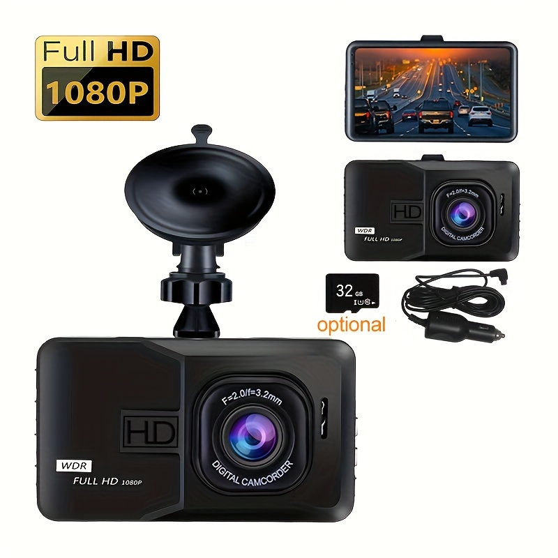 1 Set Auto-Dashcam, 1080p FHD 3-Kanal-Dash-Kamera Vorne, Hinten, Innen,  Unterstützt Schwerkrafterkennung, Bewegungserkennung, Parküberwachung Und