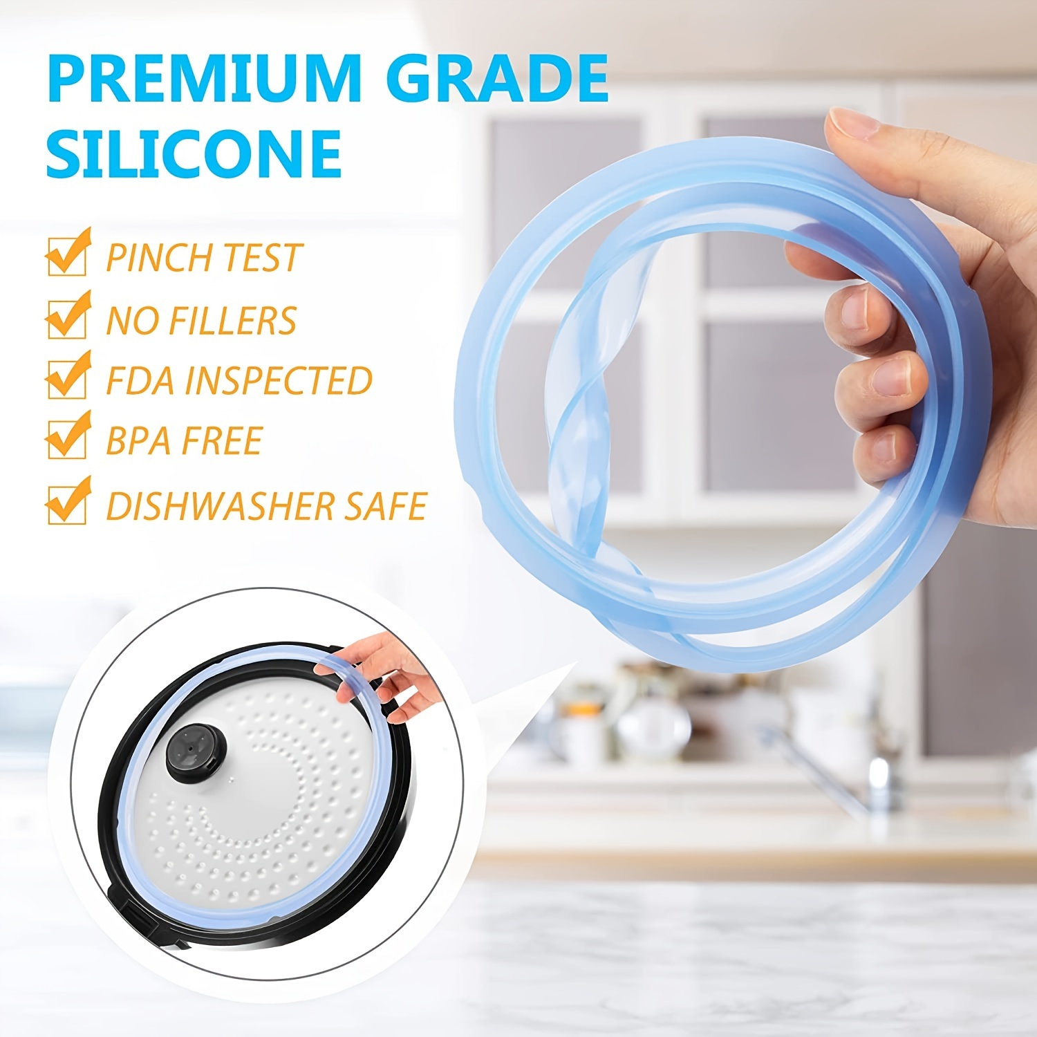 Original Silicone Lid and Silicone Ring for Instant Pot Pressure Cooker, 6 Quart Inner Pot Replacement Cover for IP Duo60, Plus, Max, Lux, Gem & Smart
