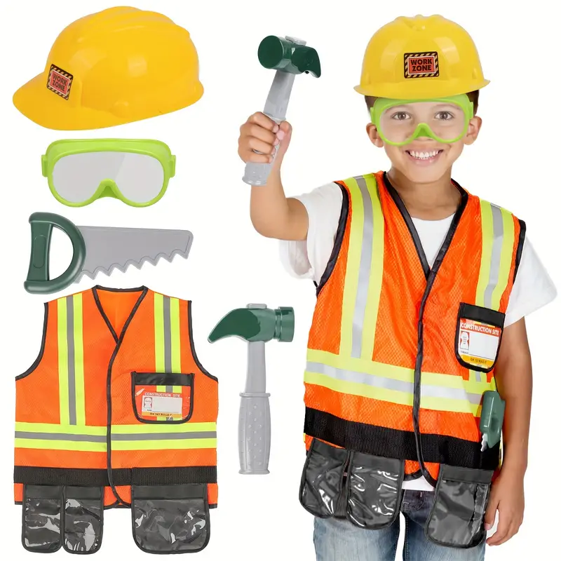 Kinder-Bauarbeiter-Spielzeug, Kleinkind-Karriere Verkleiden Sich Mit  Kostüm, Hut, Werkzeug-Rollenspiel