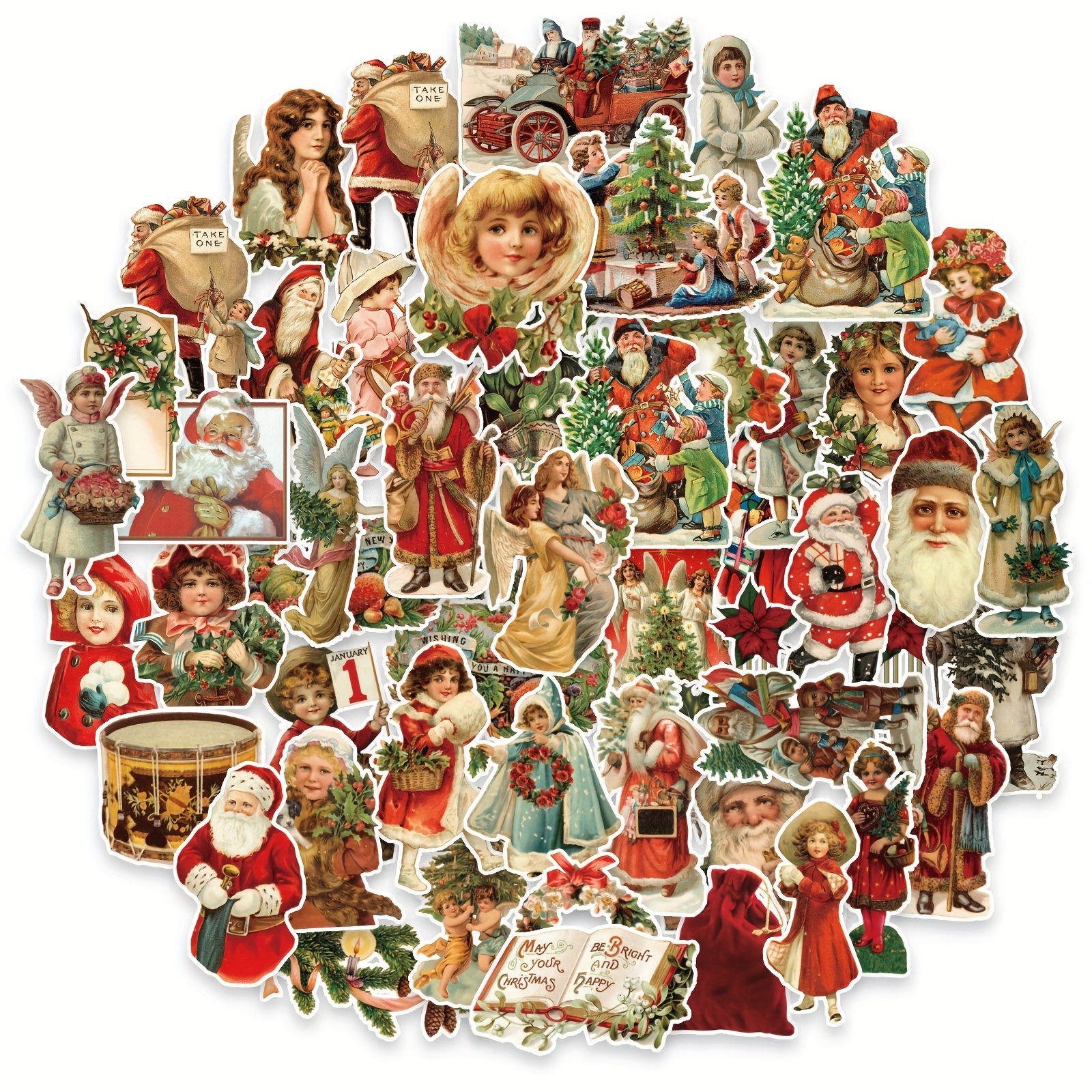 40pcs Vintage Christmas Stickers Die Cut Sticker Collection Kit for  Scrapbooking Planner/Card Making/Journaling Project